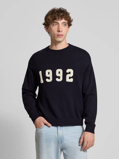 REVIEW Strickpullover mit gerippten Abschlüssen Marine 4