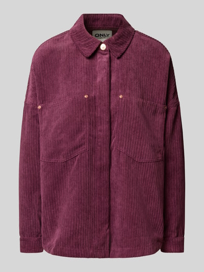 ONLY Relaxed fit corduroy blouse met borstzakken, model 'JANINE-RAI' Bordeaux - 2