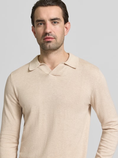 Casual Friday Regular Fit Longsleeve aus Lyocell-Mix Modell 'Bells' Sand Melange 3