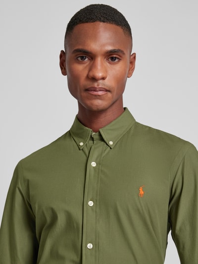 Polo Ralph Lauren Slim fit vrijetijdsoverhemd met logostitching Olijfgroen - 3