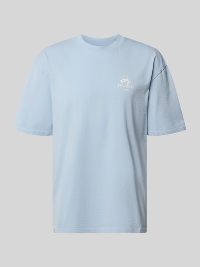 Produktfoto, Oversized T-Shirt mit Backprint und Rundhalsausschnitt von PEGADOR in Hellblau, reine Baumwolle, schlichte Oberfläche, für Herren