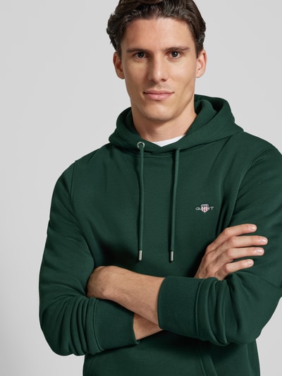 Gant Hoodie mit Label-Stitching Modell 'SHIELD' Dunkelgruen 3