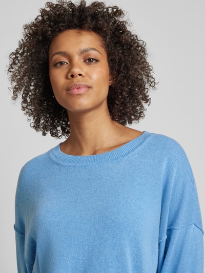 Stefanel Strickpullover mit überschnittenen Schultern Blau 3