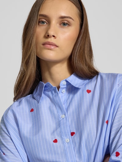 Only Regular fit overhemdblouse met motiefstitching, 'NEW LINA GRACE' Bleu - 3