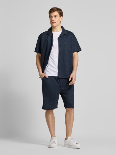 JOOP! Collection Regular fit sweatshorts met structuurmotief, model 'Barlas' Marineblauw - 1