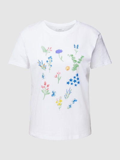 Jake*s Casual T-Shirt mit floralem Print Weiss 2