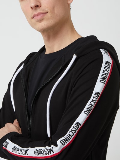 Moschino Swim + Underwear Sweatjacke mit Logo-Streifen Black 3