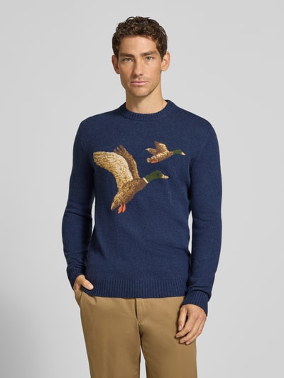 MCNEAL Strickpullover mit Motiv und Rundhalsausschnitt Dunkelblau Melange 4