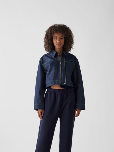 Jacquemus Cropped Jeansjacke mit Cut Outs Marineblau 4