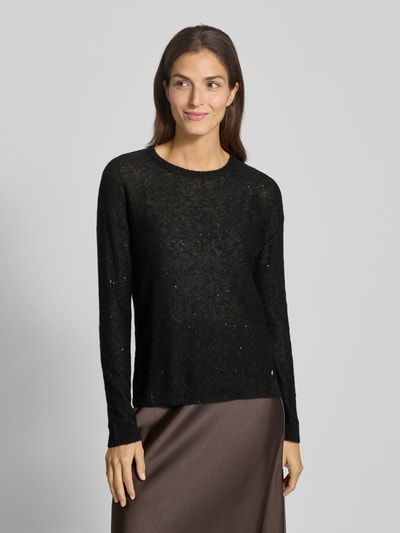Brax Sweter z dzianiny z mieszanki wełny z cekinami model ‘Lesley’ Czarny 4