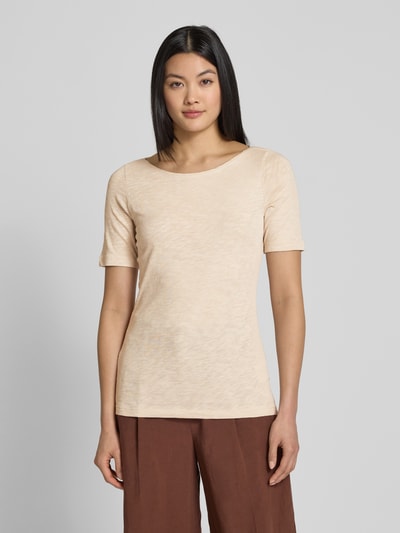 Marc O'Polo Regular fit T-shirt met boothals Zand - 4