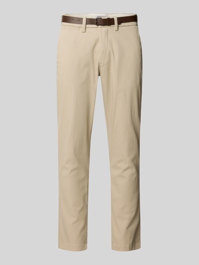 JACK & JONES Slim Fit Stoffhose mit abnehmbaren Gürtel Modell 'Marco' Beige 2