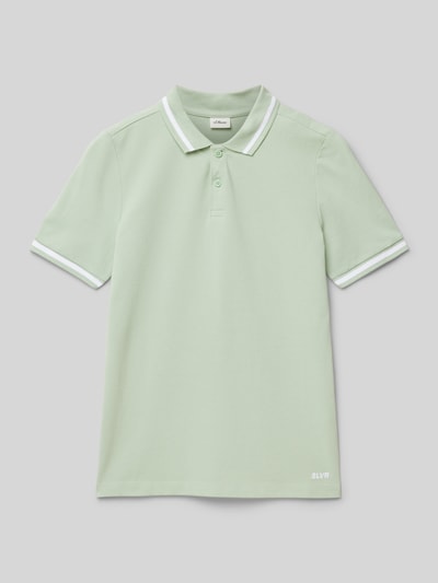 s.Oliver RED LABEL Regular Fit Poloshirt aus Baumwoll-Piqué mit Kontraststreifen Schilf 1