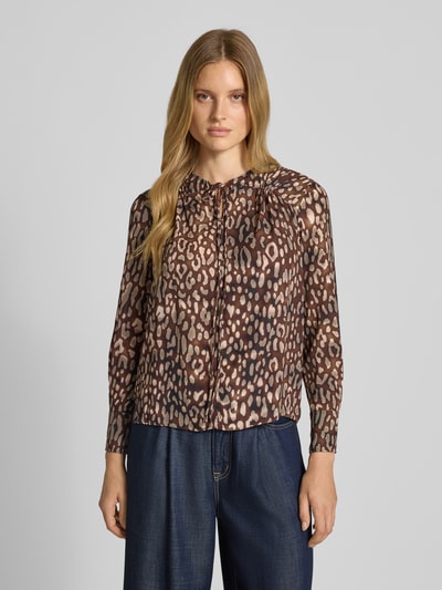 Mango Regular Fit Bluse mit Schlüsselloch-Ausschnitt Modell 'STEFI' Dunkelbraun 4