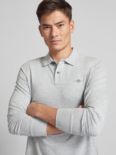 Gant Regular fit poloshirt met labelstitching, model 'SHIELD' Middengrijs gemêleerd - 3