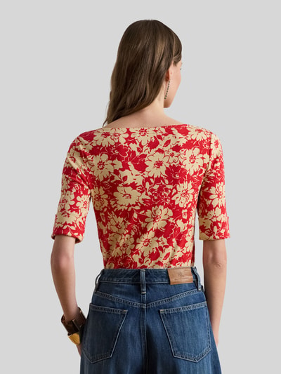 Lauren Ralph Lauren krój regular fit t-shirt z mieszanki bawełny Rdzawoczerwony melanż 5