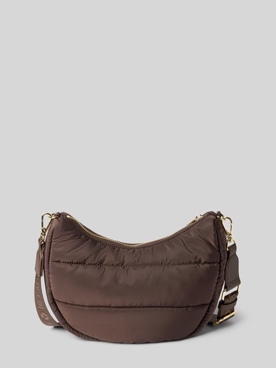Produktfoto, Bauchtasche mit Steppnähten Modell 'Lifetime Buddy' van Hey Marly in bruin met afneembare schouderband, labelpatch, Hoofdvak met ritssluiting, Binnenvak met ritssluiting, Breedte 26 cm, Lengte 21 cm, Diepte 8 cm, bandlengte 98 cm