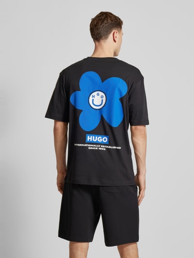 Hugo Blue T-Shirt mit Label- und Motiv-Print Modell 'Noretto' Black 5