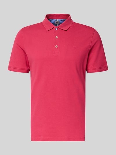 Produktfoto, Slim Fit Poloshirt aus Baumwoll-Mix Modell 'Pete' von BRAX in Rot mit Polokragen, Herren Poloshirt, glatte Textur