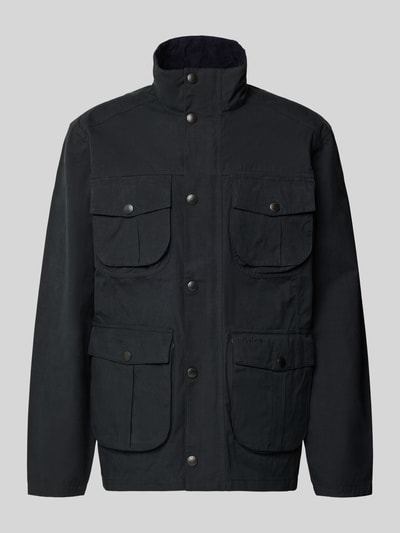 Produktfoto, Regular Fit Jacke aus Baumwoll-Mix Modell 'SANDERLING' von Barbour w kolorze czarnym, prosty krój, cztery kieszenie z patkami, widok z przodu