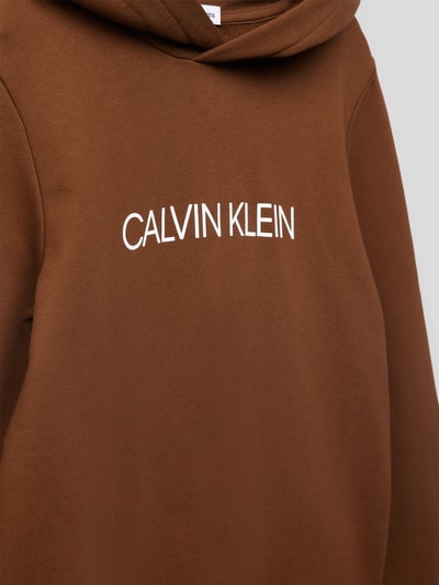 Calvin Klein Jeans Bluza z kapturem z nadrukiem z logo Średniobrązowy 2