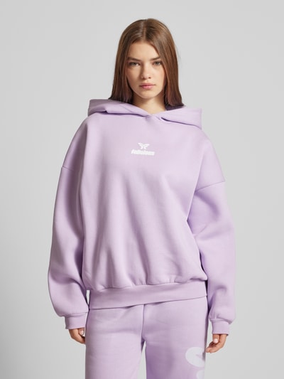 FELICIOUS Bluza z kapturem o kroju oversized z nadrukiem z logo Jasnofioletowy 4