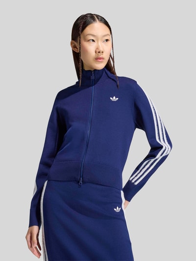 adidas Originals Slim Fit Strickjacke aus Viskose-Mix mit Logo-Stitching Dunkelblau 3