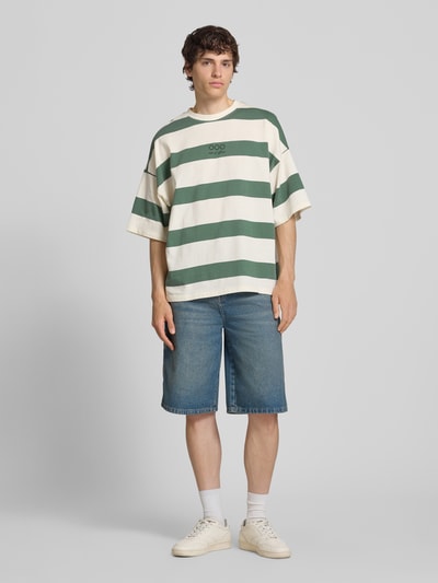 Blend T-Shirt mit Streifenmuster Modell 'KAVEH' Gruen 1