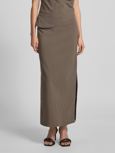 My Essential Wardrobe Maxirock mit Reißverschluss auf der Rückseite Modell 'Sora' Dunkelbraun 4