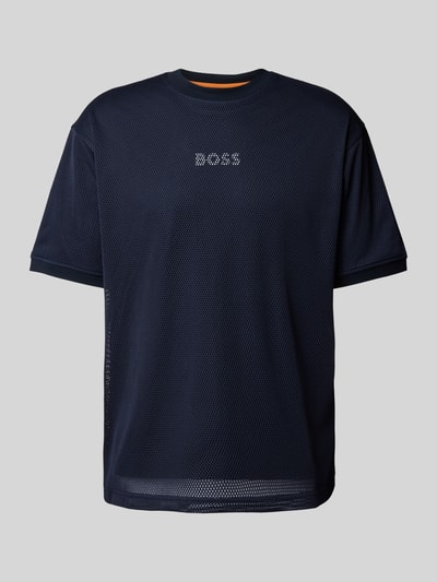 BOSS Orange T-Shirt mit Lochstickerei Dunkelblau 2
