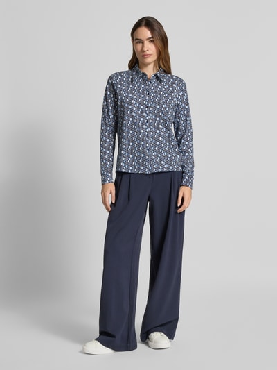 s.Oliver RED LABEL Relaxed fit blouseshirt van katoenmix Blauw - 1