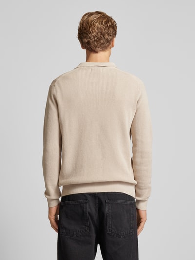 Only & Sons Gebreide pullover met korte ritssluiting, model 'MATTEO' Beige - 5