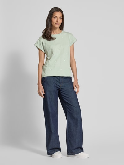 Jake*s Casual T-Shirt mit Motiv-Stitchings Mint 1