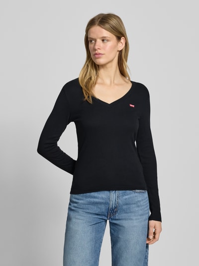 Levi's® Longsleeve mit Label-Stitching und V-Ausschnitt Black 4