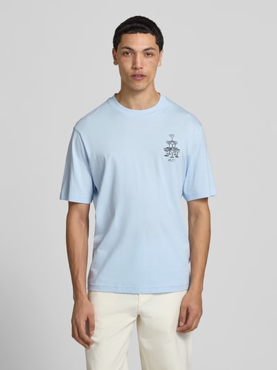 HUGO Blue męski t-shirt o kroju regular fit z czystej bawełny model 'NUCAVO' Jasnoniebieski 4