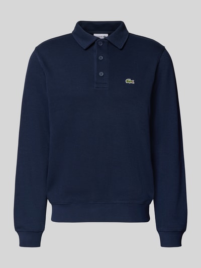 Produktfoto, Regular Fit Sweatshirt aus reiner Baumwolle von Lacoste, Optik: Unifarben, Polokragen, Langarm, Logo-Stitching, Ripp-Struktur
