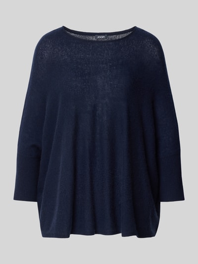Produktfoto, dunkelblauer Strickpullover aus Kaschmir mit 3/4-Arm, JOOP!, Modell Katy, Relaxed-Fit, Rundhalsausschnitt, glatte Struktur