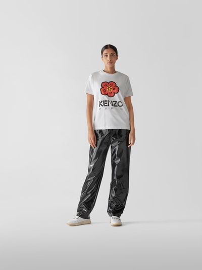 Kenzo T-Shirt mit geripptem Rundhalsausschnitt Weiss 1