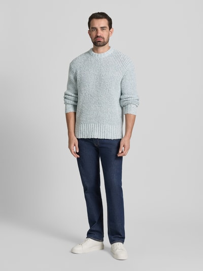 SELECTED HOMME Relaxed fit wollen pullover met extra brede schouders, model 'CHICAGO' Lichtblauw - 1
