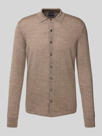 Christian Berg Men Wolljacke mit Kentkragen Taupe Melange 2