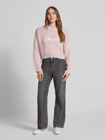 BOSS Orange Relaxed Fit Strickpullover aus reiner Baumwolle Modell 'FINEVRA' Rosa 1