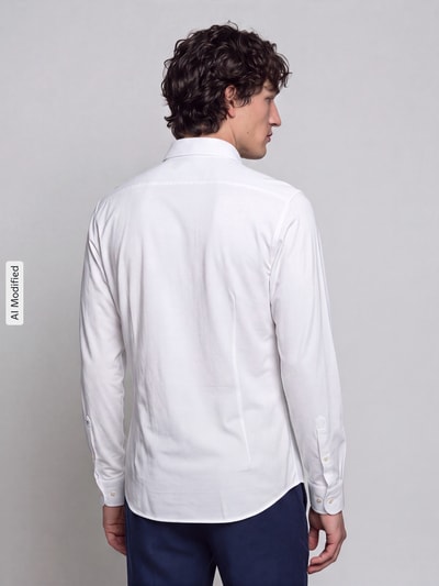 Seidensticker Slim Fit Businesshemd aus Baumwoll-Modal-Mix Modell 'Light Spread Kent' Weiss 5