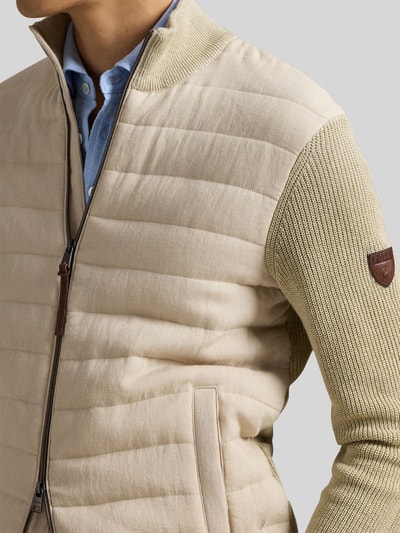 Polo Ralph Lauren Regular Fit Strickjacke aus Material-Mix mit Steppeinsatz Beige 3