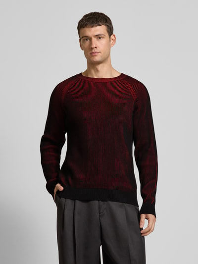 HUGO Gebreide pullover met ribboorden, model 'Squizzo' Zwart - 4