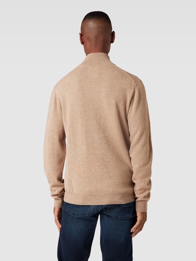 Gant Strickpullover aus Wolle mit kurzem Reißverschluss Sand Melange 5