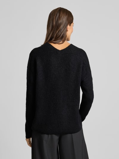 MOS MOSH Oversized gebreide pullover met ribboorden, model 'THORA' Zwart - 5