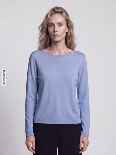 s.Oliver RED LABEL Regular fit pullover van mix van katoen en viscose Lichtblauw - 4