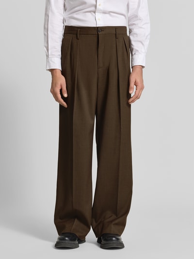 Filippa K Relaxed Fit Stoffhose aus Baumwoll-Mix Dunkelbraun 4