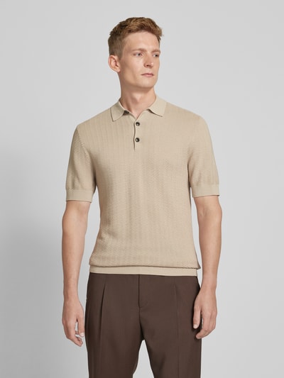 Matinique Slim fit poloshirt met structuurmotief Beige - 4