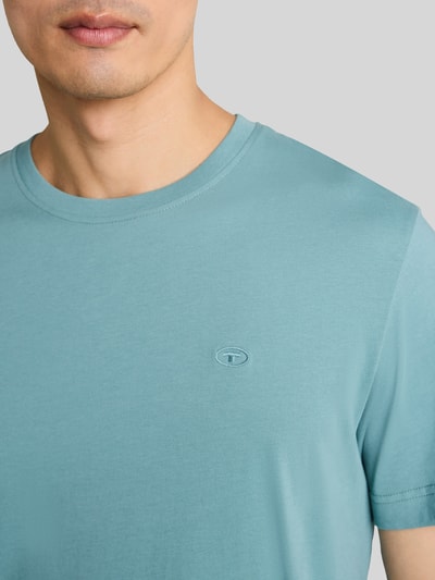 Tom Tailor Regular Fit T-Shirt aus reiner Baumwolle mit Logo-Stitching Blau 3
